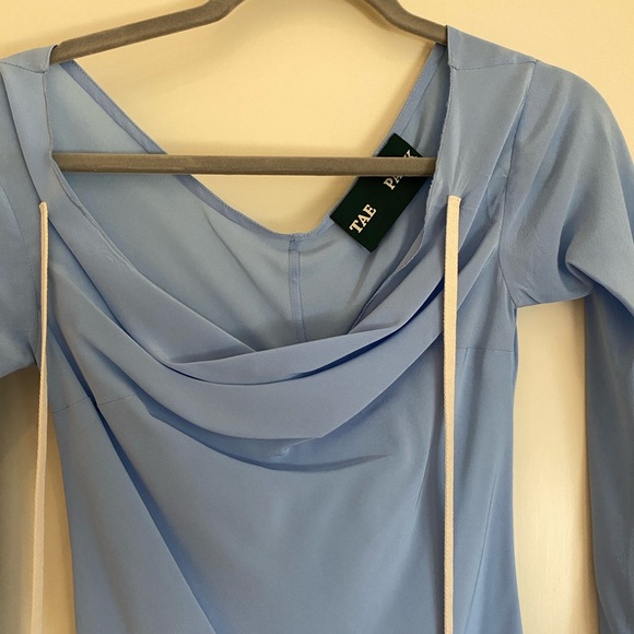 Tae Park Present Dress Sky Blue Size Small 100% Silk Bow tie dress - Picture 4 of 12